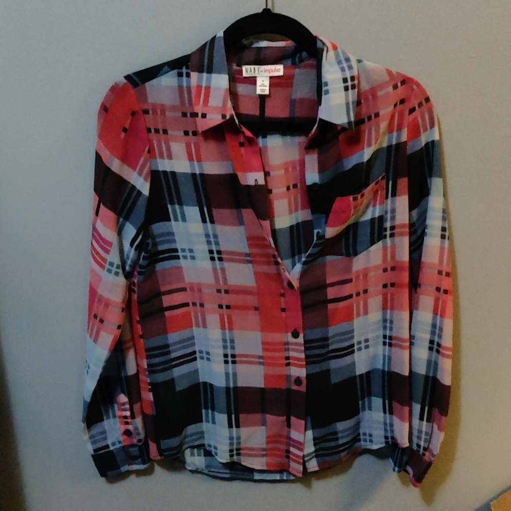 Sheer plaid blouse
